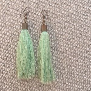 Teal fringe earrings
